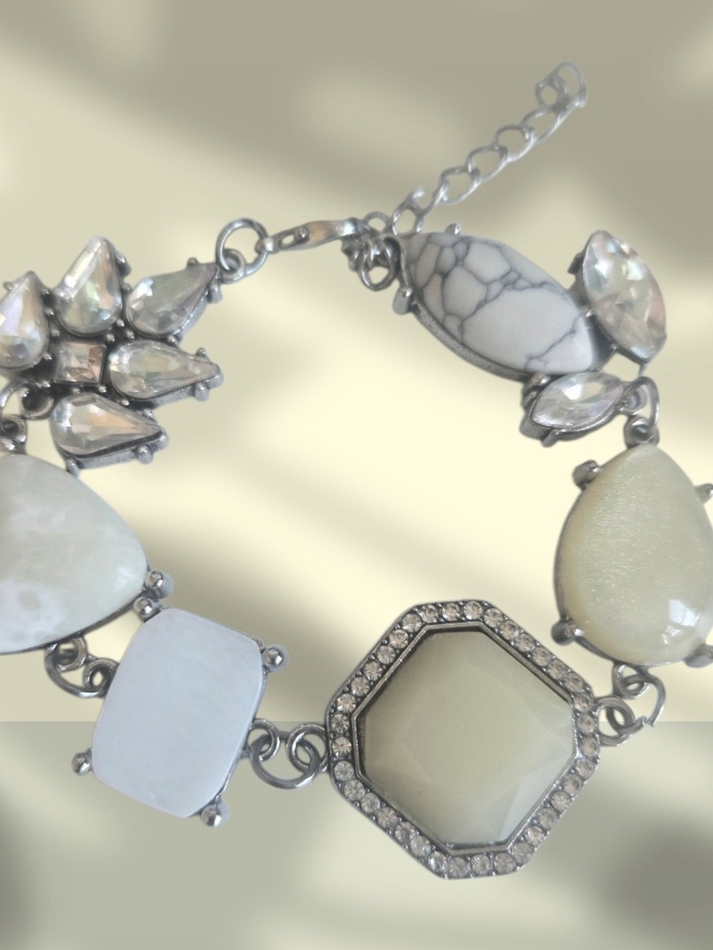 Elegant White Stone Statement Bracelet